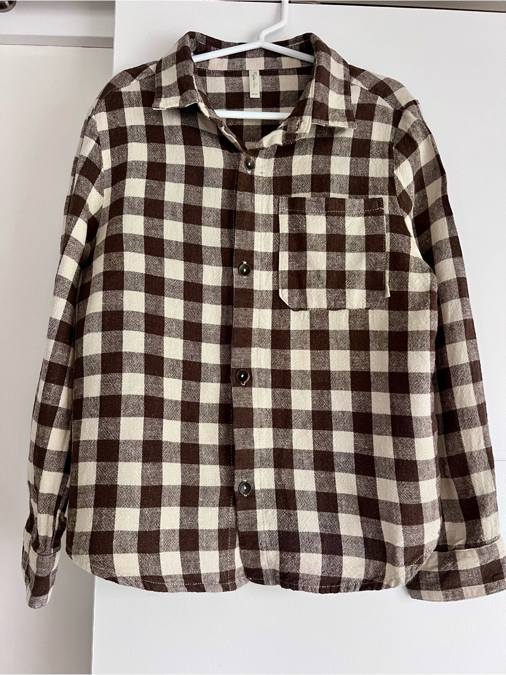 Rylee + Cru Brown and Cream Gingham Shirt